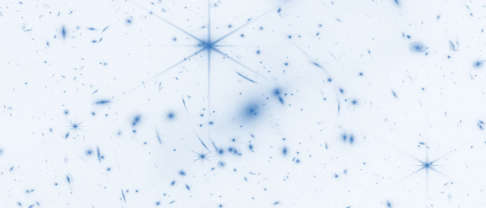 Thousands of galaxies in the James Webb Space Telescope's first deep field, rendered as blue on white